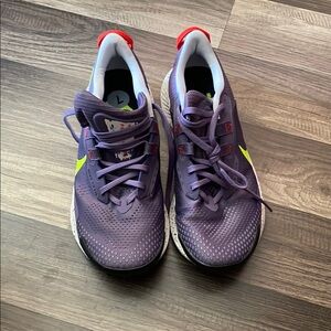 Purple Athletic Sneakers with Red Accents
